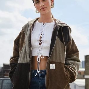 UO Urban Outfitters Patchwork Hooded Corduroy Jacket NEW M